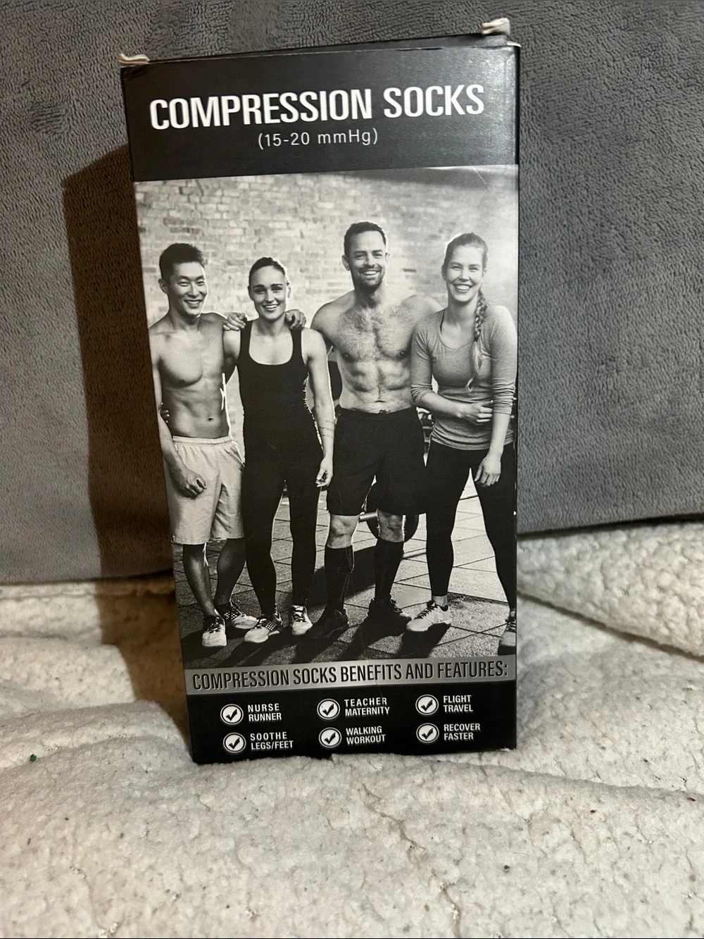 Compression Socks (15-20 mmHg) - 2 pack, black and grey, SZ, XL NWT